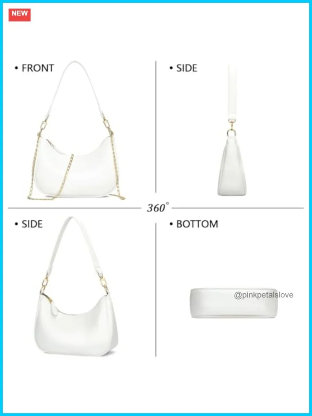 PU Leather Hobo Shoulder Bag with Detachable Chain Strap